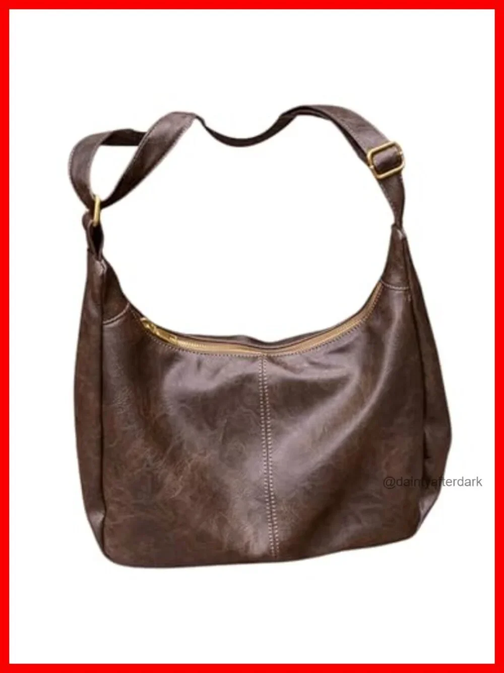 Soft PU Leather Crossbody Hobo Bag Vintage Slouchy Zipper